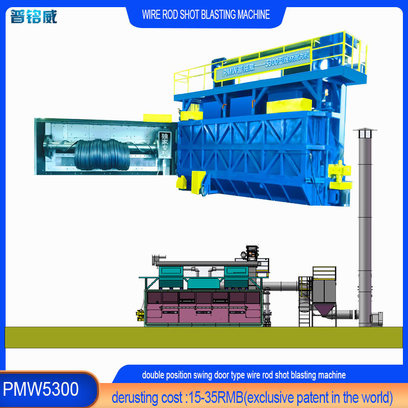 Draadoppervlak ontbossing PMW5300 Shot Blasting Machine voor dubbele steunpunt mandrel