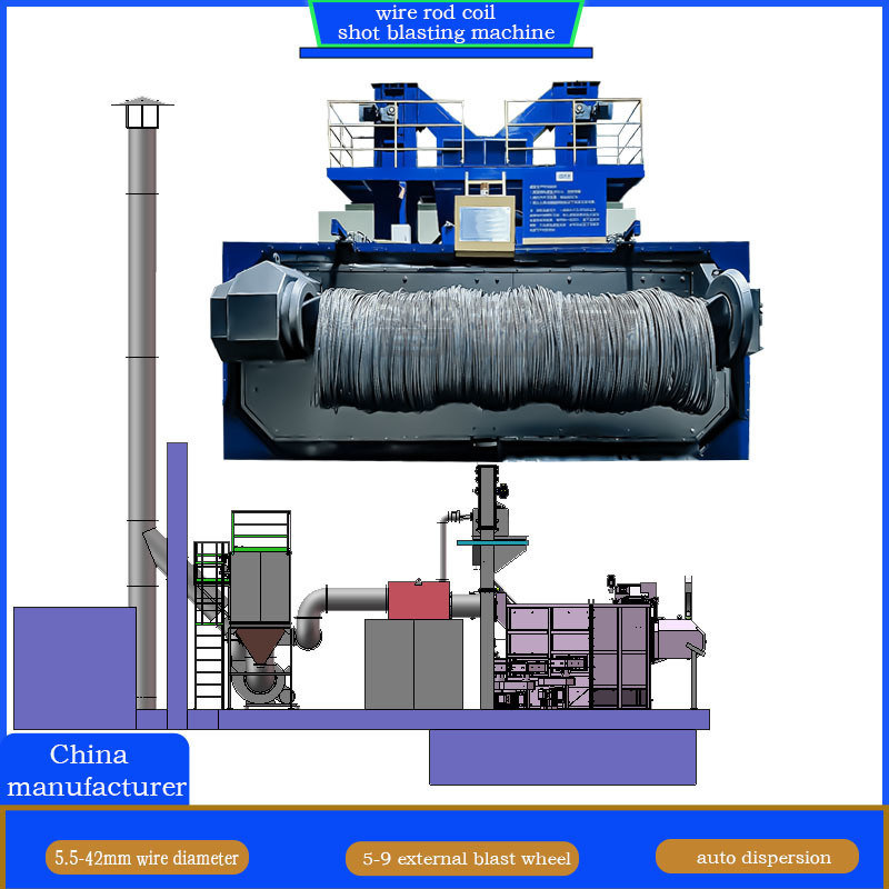 PLC-gecontroleerde mandrel shot blasting machine met een soepele werking in 6,5 * 5,5 * 6m grootte