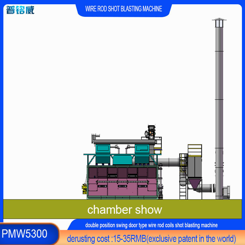 0.2-0.3% Draadverlies Draadstaaf spoel Shot Blasting Machine met één mandrel laden deur