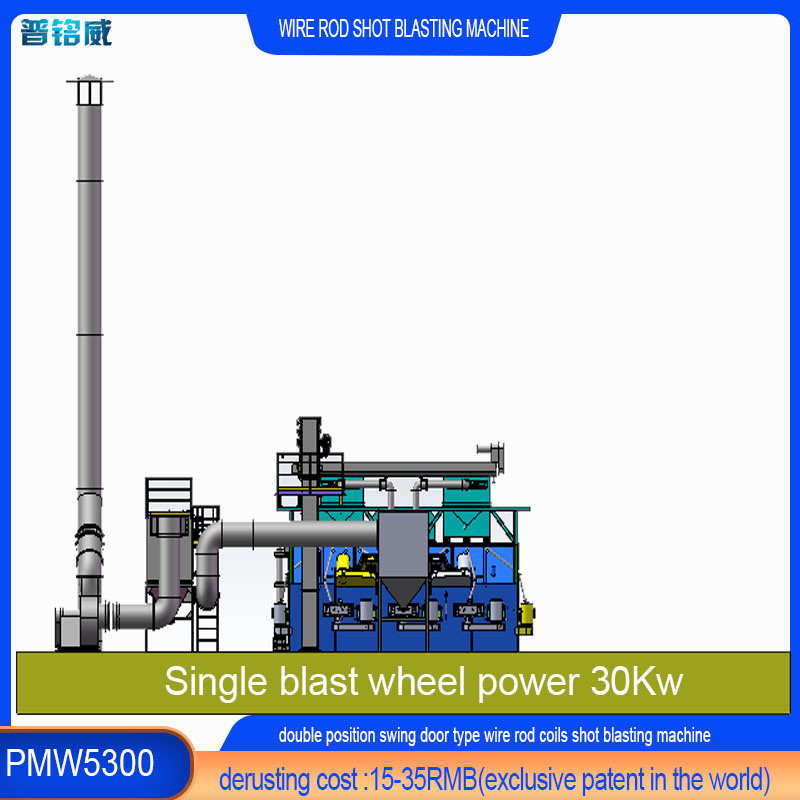 Draadstaaf spoel Shot Blasting Machine Dual Swing Door Structure 30kw/Set Impeller Head Power