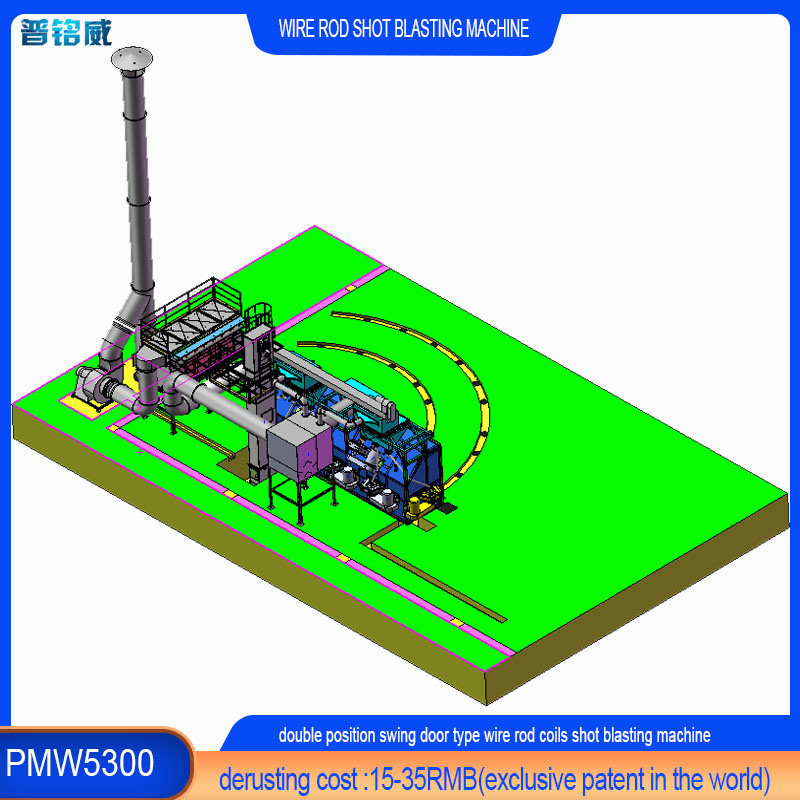 Wire Rod Coil Shot Blasting Machine met een productie-efficiëntie van 4-10 spoelen per uur
