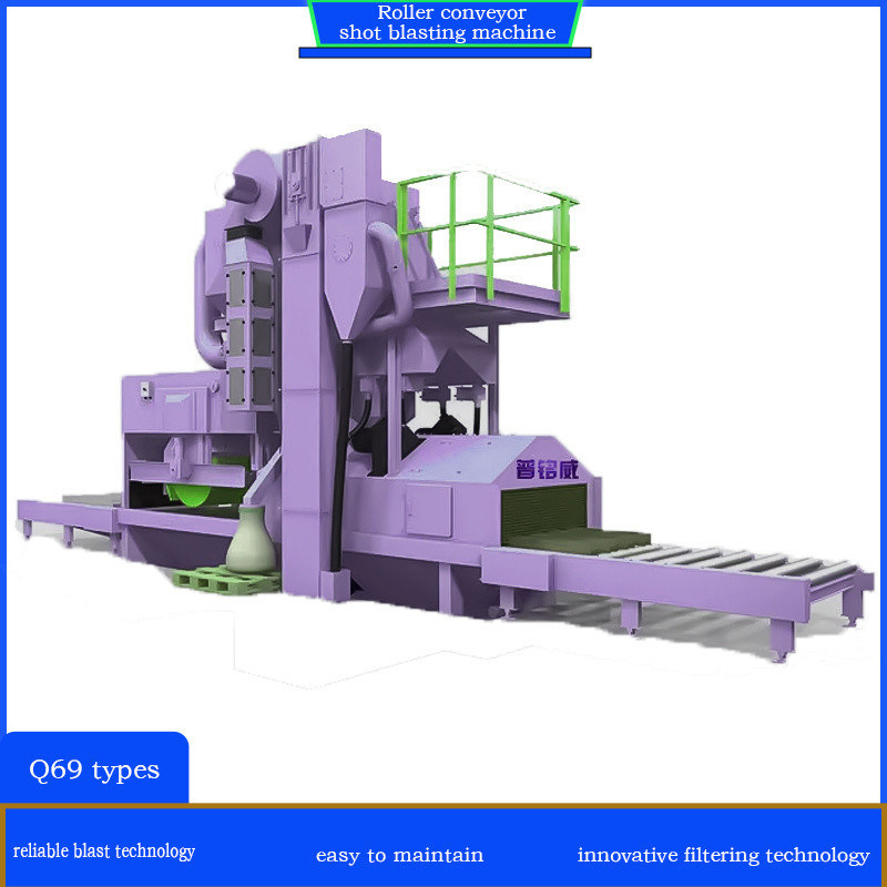 800 mm Pitch Roller Conveyor Shot Blasting Machine met 4 * 11kw Impeller Head Power en één