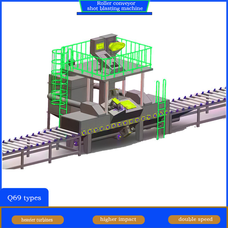 Krachtige stuwkop 4*11kw rollenconveyor schot blaasmachine voor profiel staal