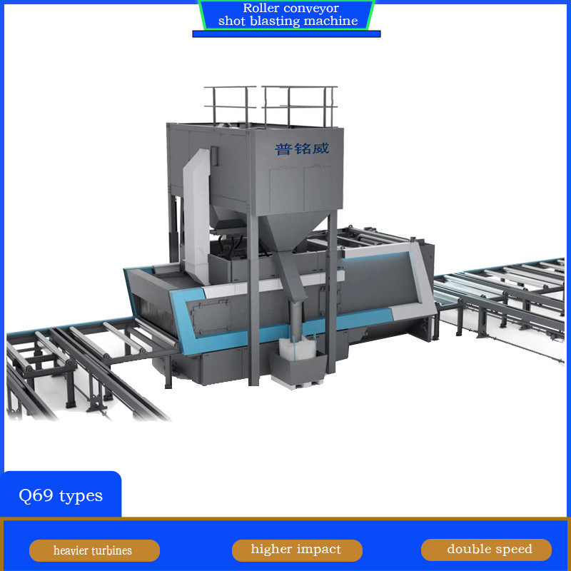 Geel en blauw rollend vervoerbandslagblaasmachine voor het schoonmaken van het oppervlak van stalen platen