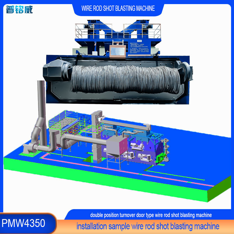 Hoge zuiverheid Double Wire Rod Shot Blasting Machine voor Auto Bolt oppervlak Derusting