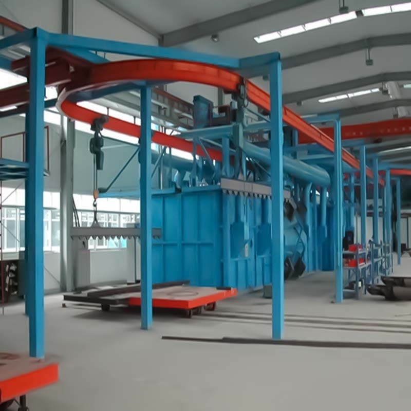 Hoog zuiverheids Q-serie Overhead Conveyor Rail Shot Blasting Machine voor de markt