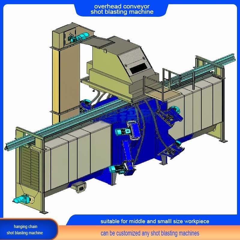 Automatische overhead rail hook conveyor shot blasting machine met compact en robuust ontwerp