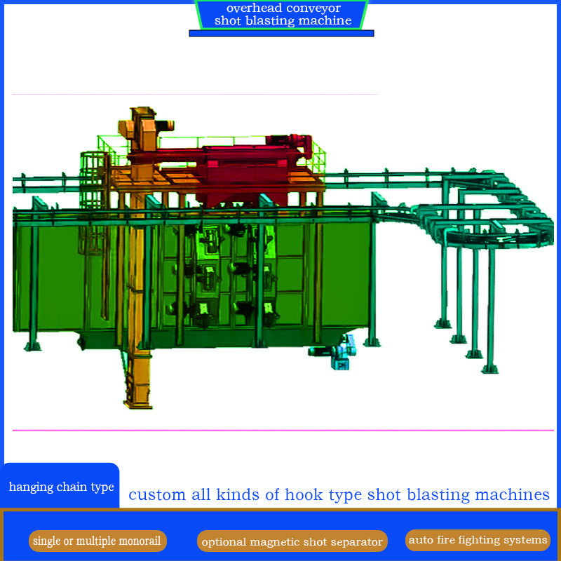 Monorail hanger Shot Blasting Machine met plaatmetalen stukken Betalingsvoorwaarden T/T en Zo
