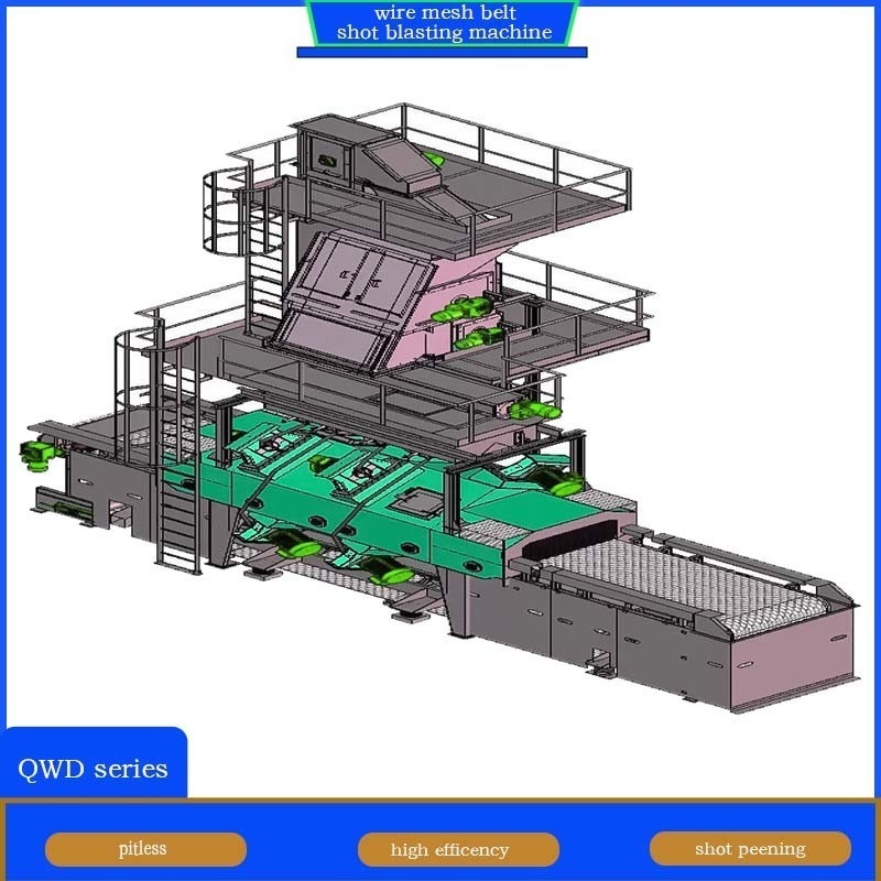 Gepersonaliseerde draadgordelbandconveyor schot blaasmachine voor het reinigen van het werkstuk oppervlak