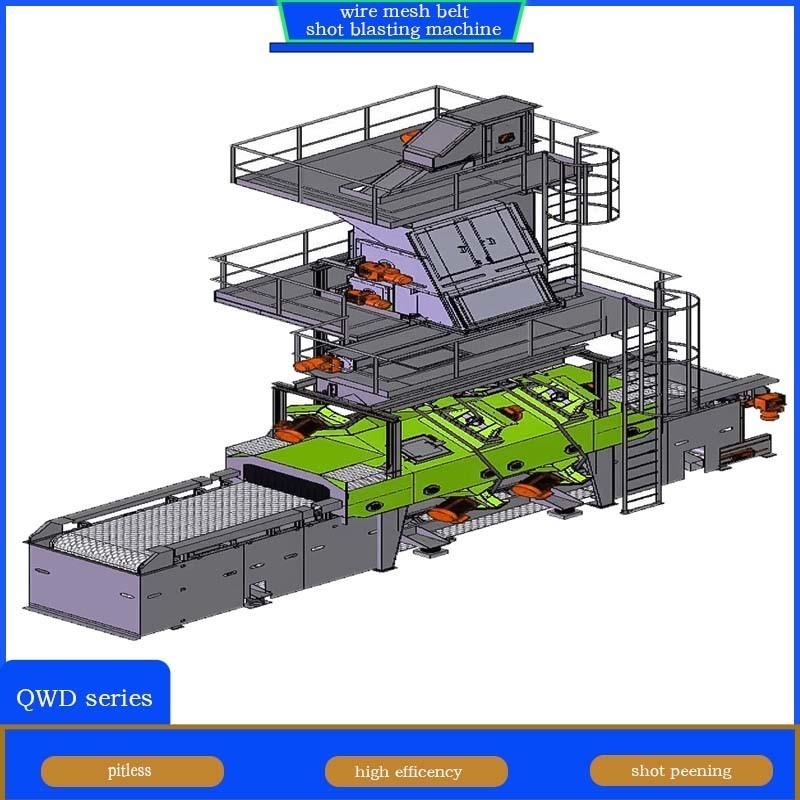 Grote gietmachine voor het gieten van draadgordel, draadgordel, transportband, schootblaasmachine voor het reinigen