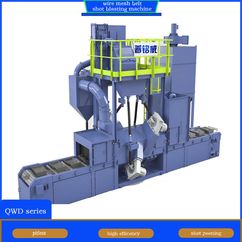 Aanpasbare draadgordelbandconveyor schot blaasmachine voor aluminium legering onderdelen